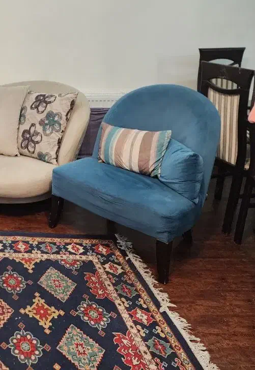 مبل تکی آبی|مبلمان خانگی و میز عسلی|کرج, باغستان|دیوار