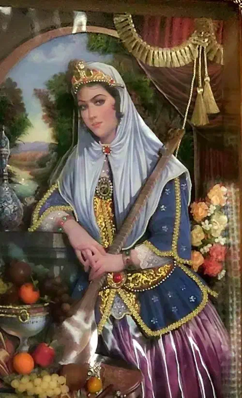 تابلو سه بعدی دختر قاجار با قاب نفیس چوبی|تابلو، نقاشی، عکس|تنکابن, |دیوار