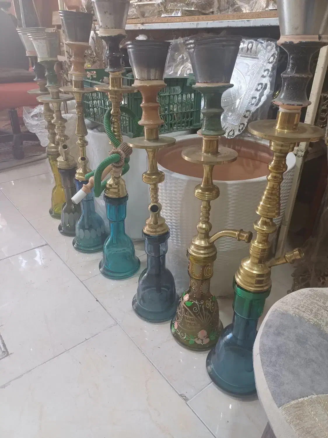 قلیان برنز ۱۰ عدد در ج یک کم کار کرد|صنایع دستی و سایر لوازم تزئینی|ارشق, |دیوار