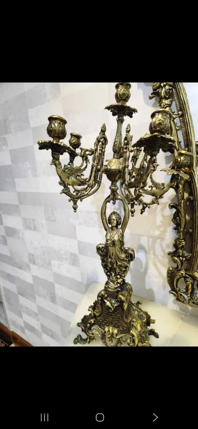 آینه و شمعدان برنز|کلکسیون اشیاء عتیقه|فردیس, قریشی|دیوار