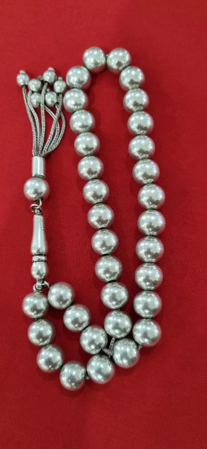 تسبیه تمام نقره ۹۲۵...۵۲ گرم|جواهرات|مشکیندشت, |دیوار