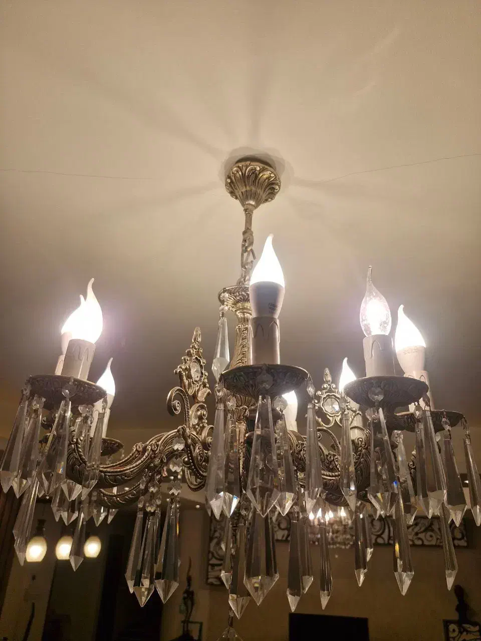 لوستر برنجی شیک|لوستر و چراغ آویز|ساری, |دیوار