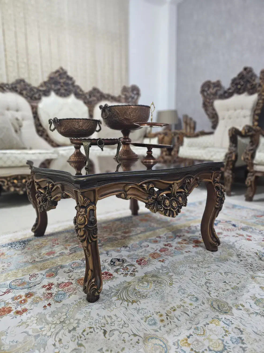 مبل سلطنتی ۹ نفره چوب راش گرجستان|مبلمان خانگی و میز عسلی|جم, |دیوار