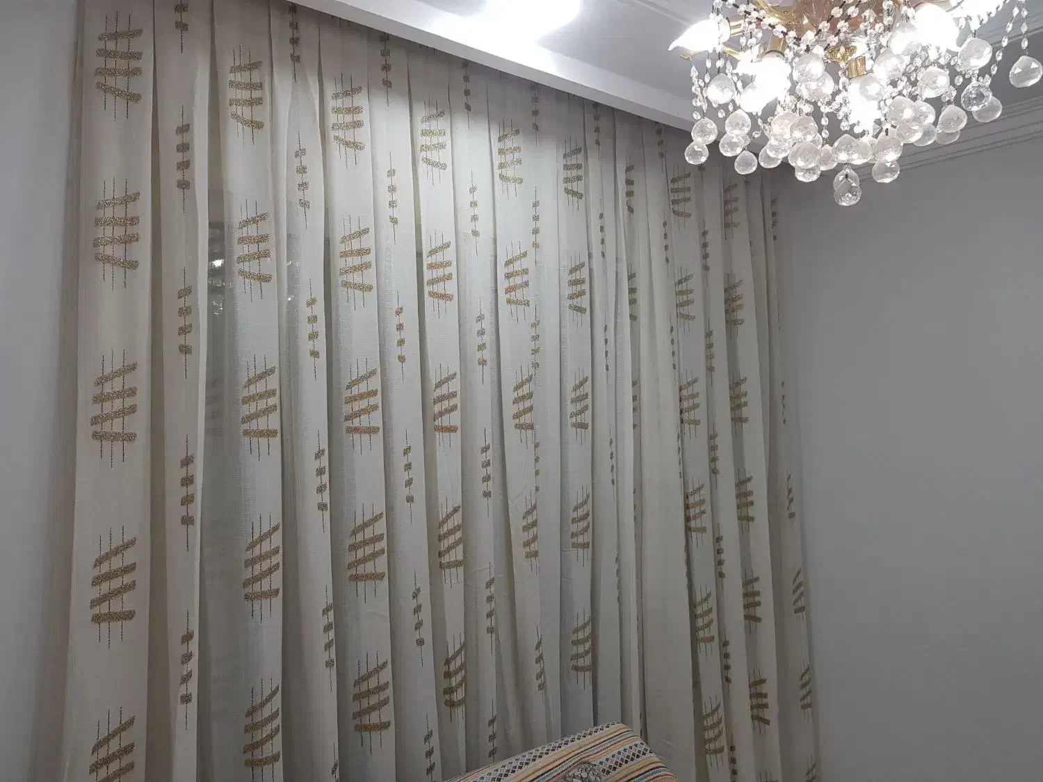 پرده پذیرایی حریر ترک ۹متر|پرده، رانر، رومیزی|اهواز, پادادشهر|دیوار