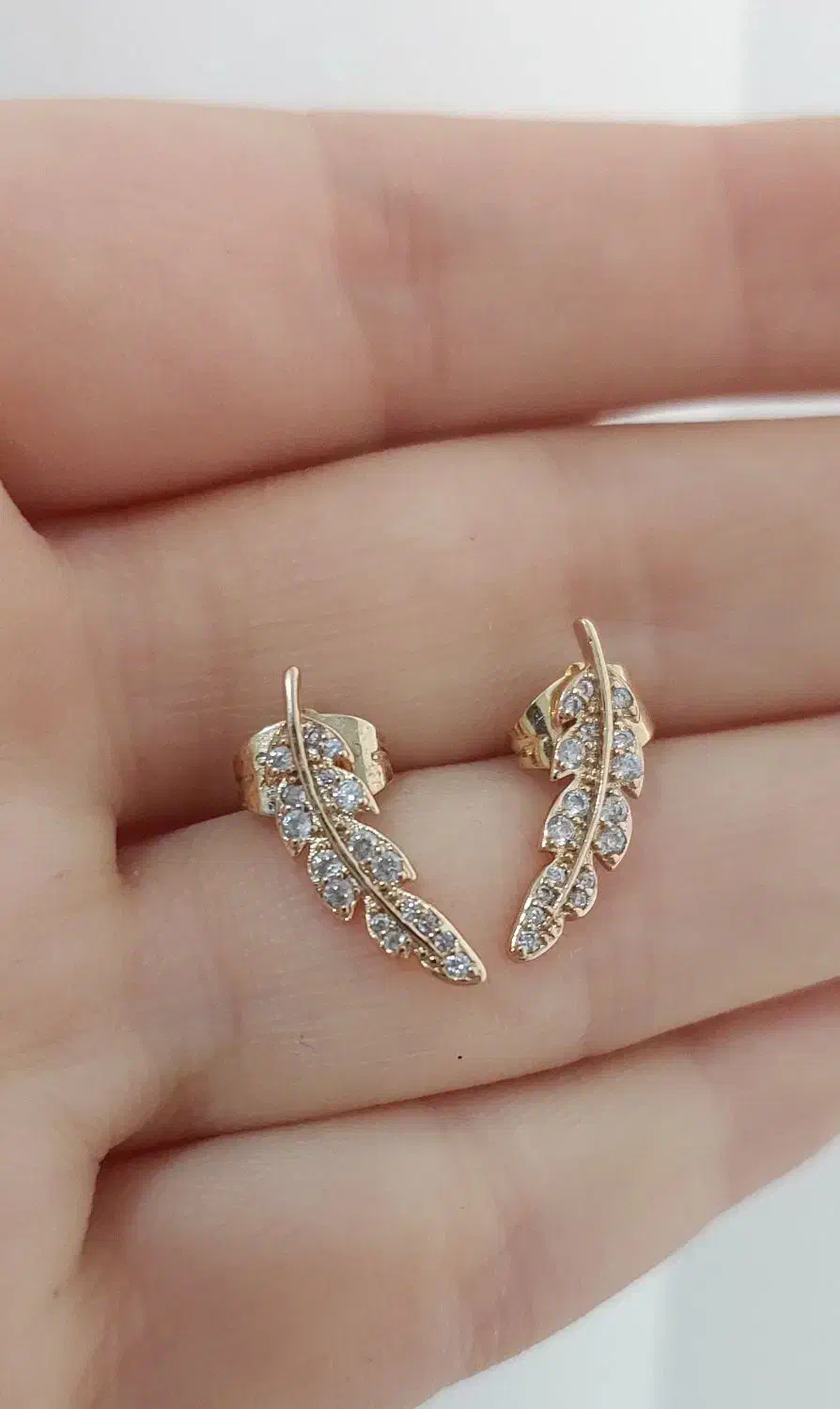 گوشواره طرح برگ نگیندار طلایی ژوپینگ|بدلیجات|تهران, تهرانسر شمالی|دیوار