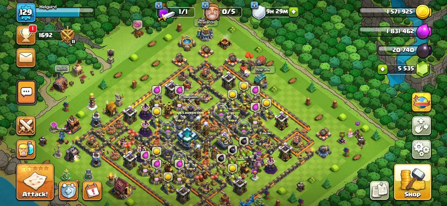 ۲۰ اکانت کلش او کلنز همگی تاون هال ۱۳|کنسول، بازی ویدئویی و آنلاین|بانه, |دیوار