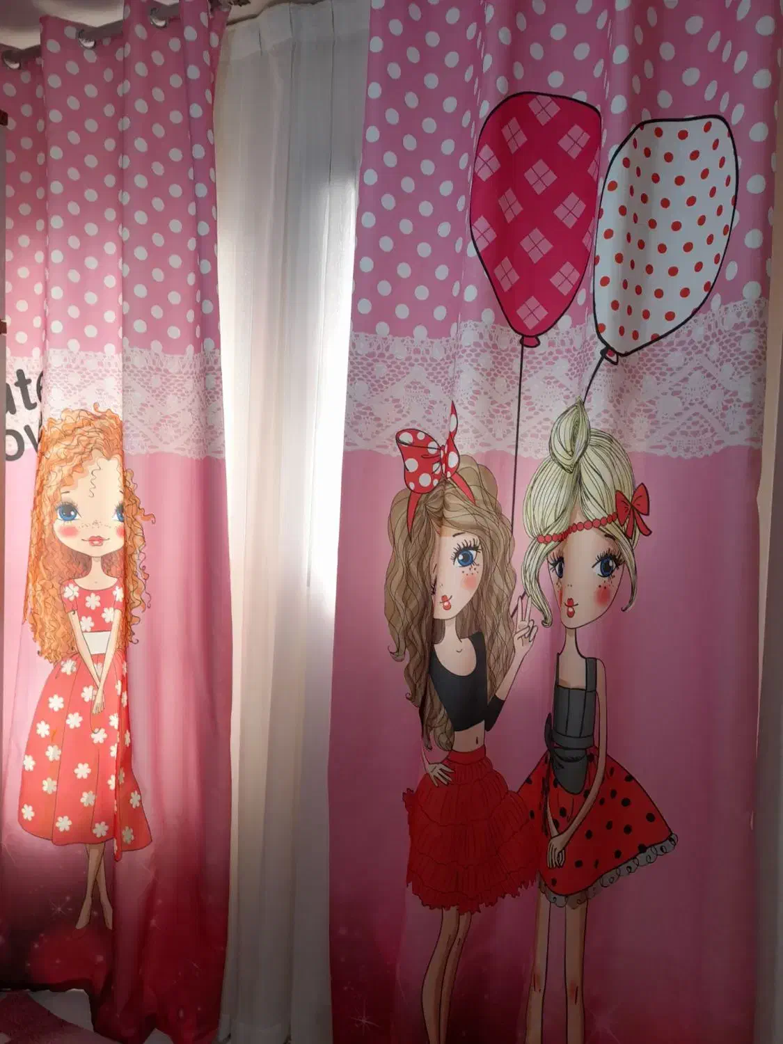 پرده دخترانه به همراه رو تختی و رو بالشتی|پرده، رانر، رومیزی|قرچک, مهدیه|دیوار