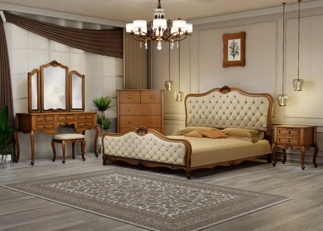 سرویس خواب تماما چوب راش طرح فرانسوی سه گل|تخت و سرویس خواب|کرمانشاه, |دیوار