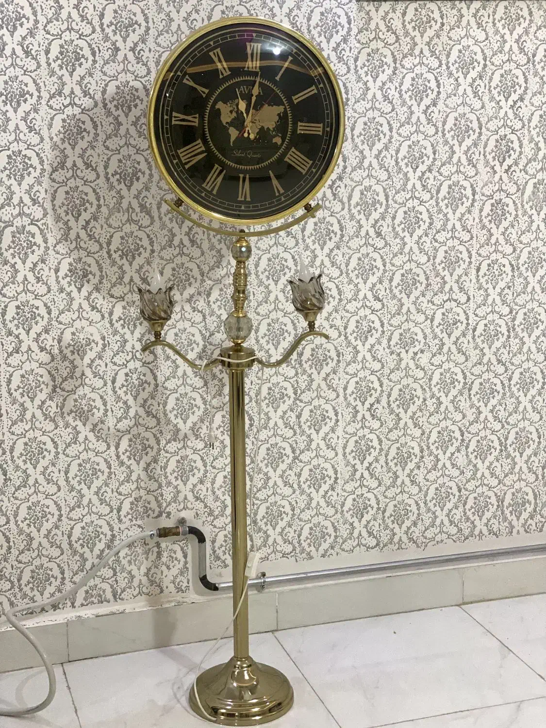 آباژور،تابلو فرش ماشینی،ساعت ایستاده چراغ دار|چراغ خواب و آباژور|خوی, |دیوار