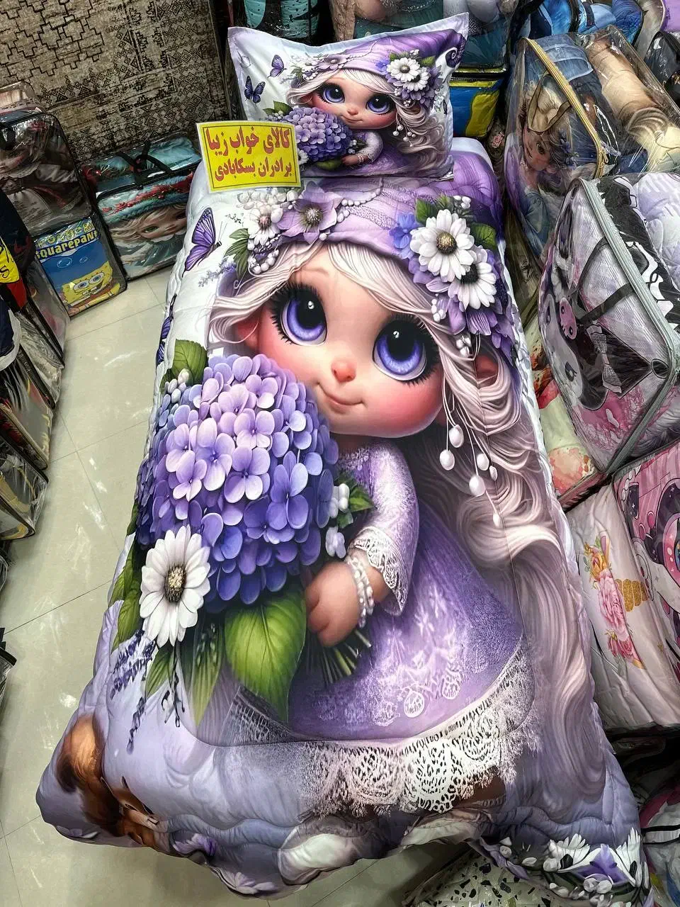 لحاف روتختی یکنفره سه بعدی دخترانه نچرال بسکابادی|سرویس روتختی|مشهد, پایین خیابان|دیوار