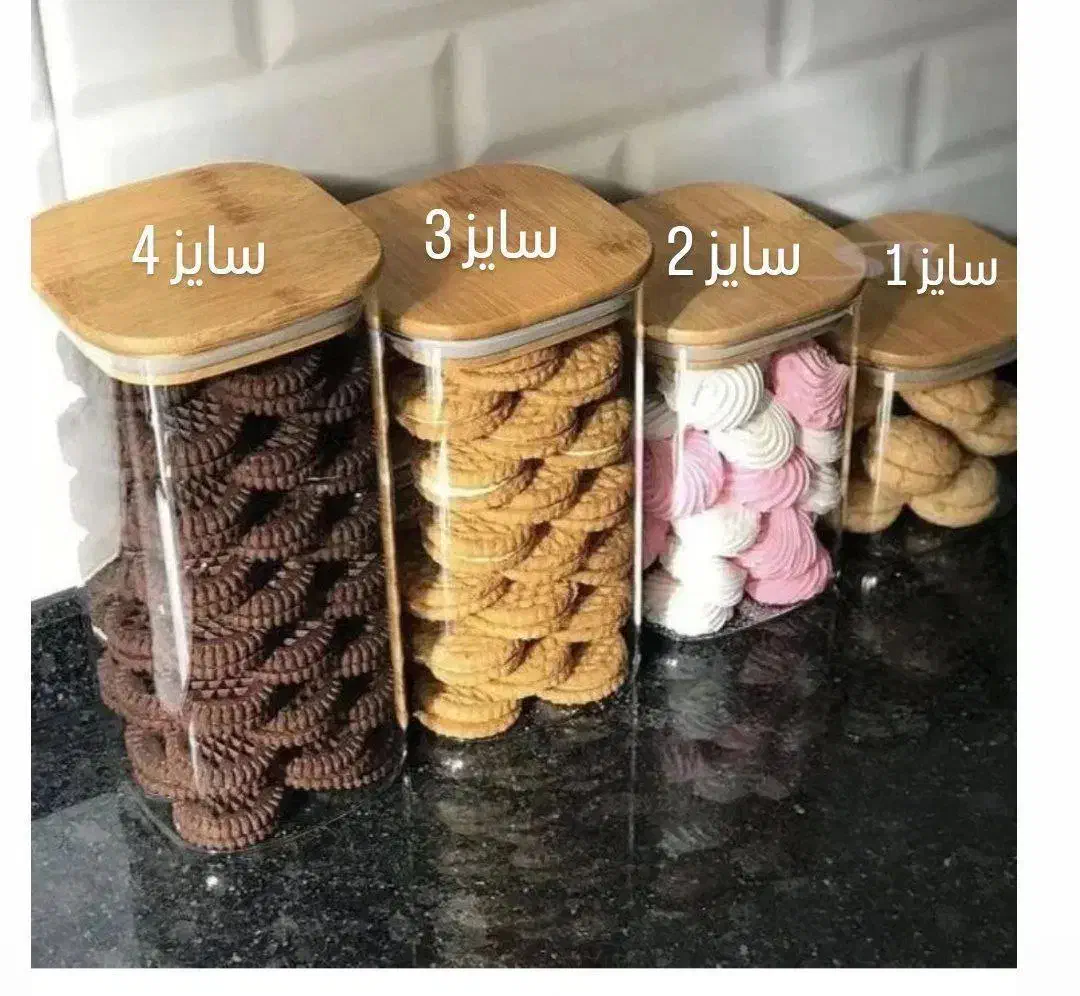 بانکه اکرولیک آشپزخانه با درب بامبو|ظروف نگهدارنده، پلاستیکی، یک‌بارمصرف|سیرجان, |دیوار