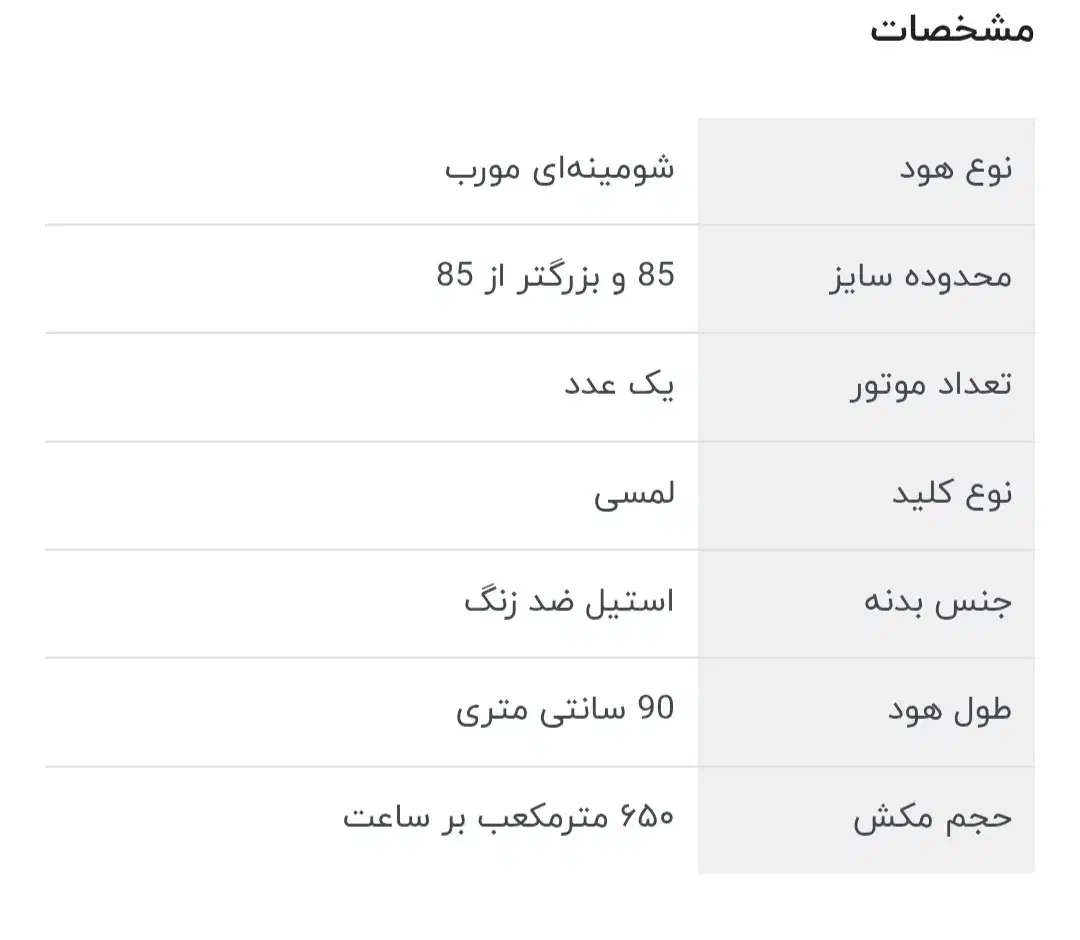 هود بیمکث سایز ۹۰مدل ۲۰۷۴u|هود|کرج, شاهینویلا|دیوار