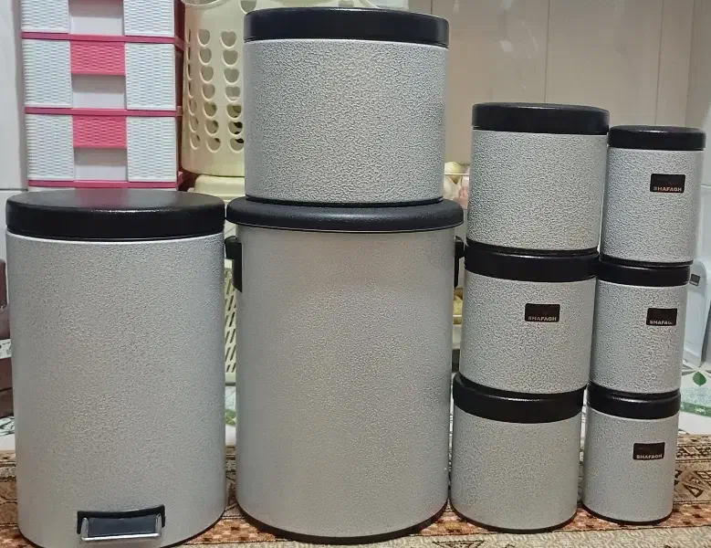 سرویس آشپزخانه صدفی(جاحبوباتی،جابرنجی،سطل زباله)|ظروف نگهدارنده، پلاستیکی، یک‌بارمصرف|اصفهان, رهنان|دیوار