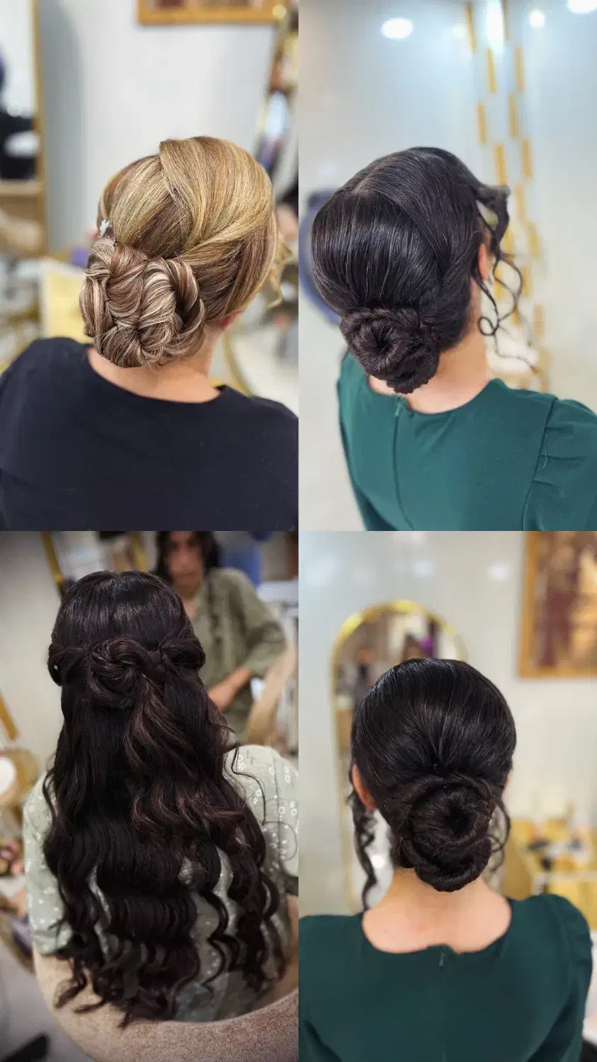 آموزش وخدمات شنیون با قیمت بسیار پایین|خدمات آرایشگری و زیبایی|لاهیجان, شیشه گران|دیوار