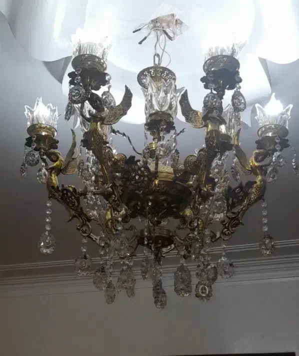 یک جفت لوستر ۱۲ شعله برنجی سنگین وزن بدون ایراد|لوستر و چراغ آویز|نسیمشهر, |دیوار