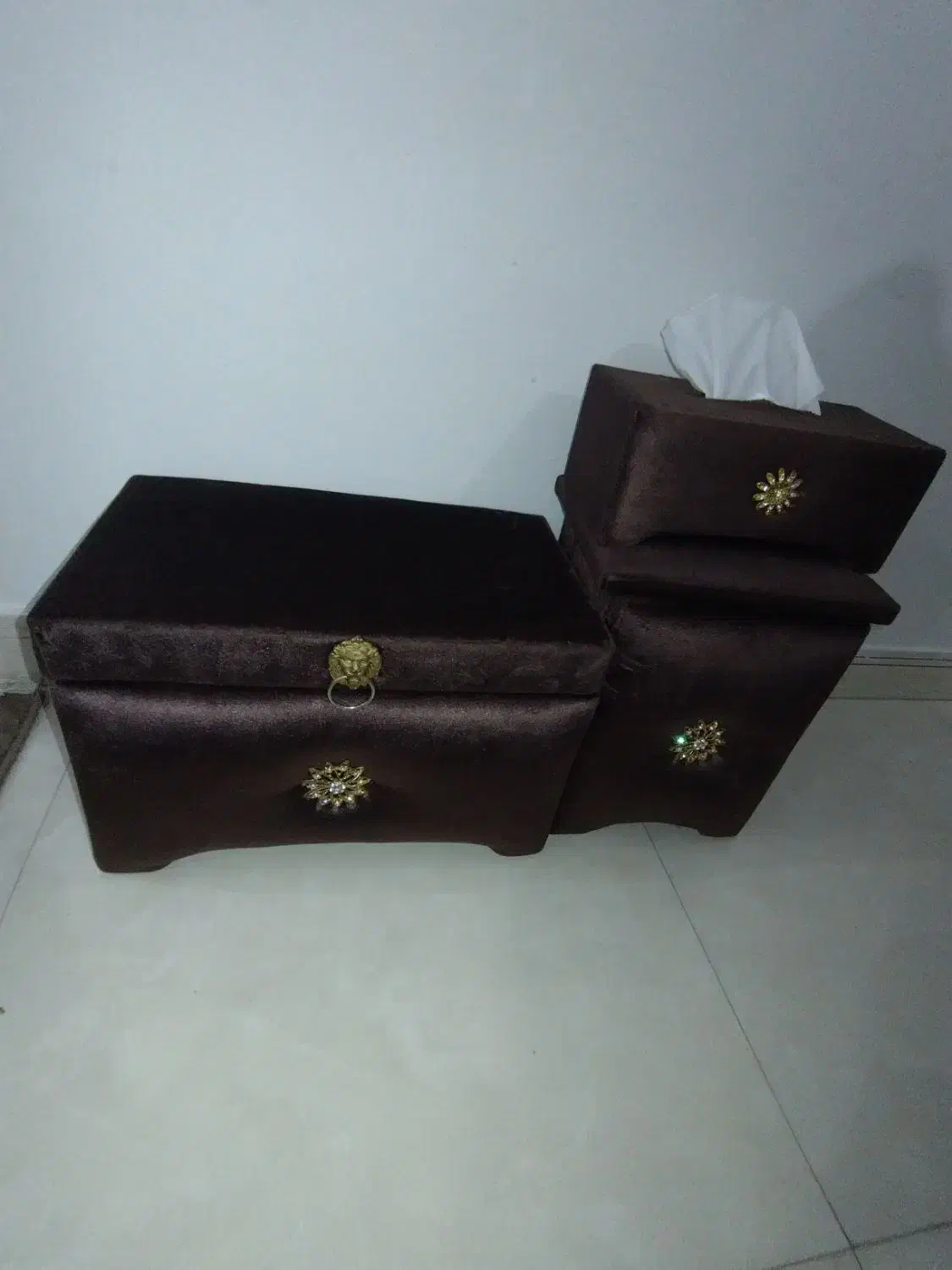 صندوقچه چادر نماز وجا دستمالی وسطل آشغال ست مخملی|صنایع دستی و سایر لوازم تزئینی|مشهد, پورسینا|دیوار