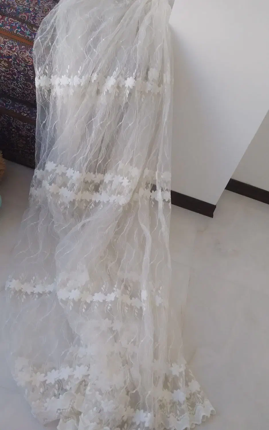 پرده تور گل دار|پرده، رانر، رومیزی|هشتگرد, فاز ۲ مهستان|دیوار