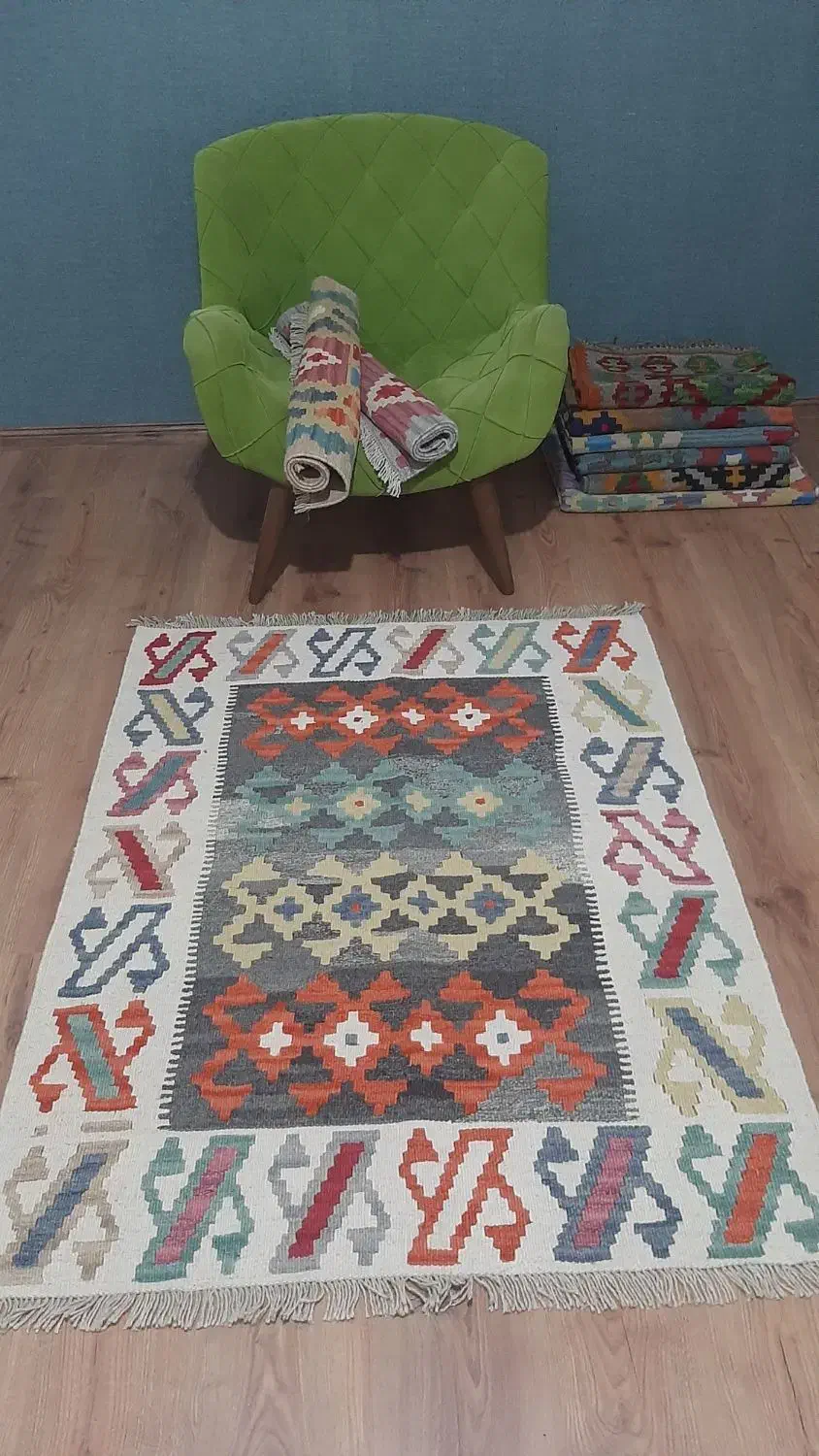 گلیم دستبافت با طرح خاص|گلیم، جاجیم، گبه|اردبیل, |دیوار