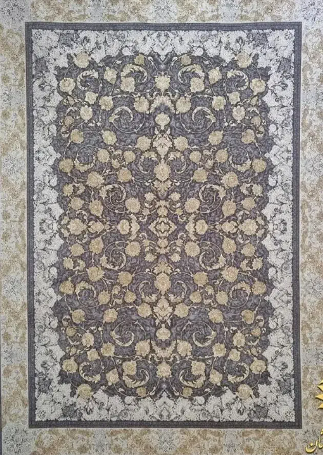 یک تخته فرش طوسی رنگ طلا کوب جدید1200شانه|فرش|بهارستان, |دیوار