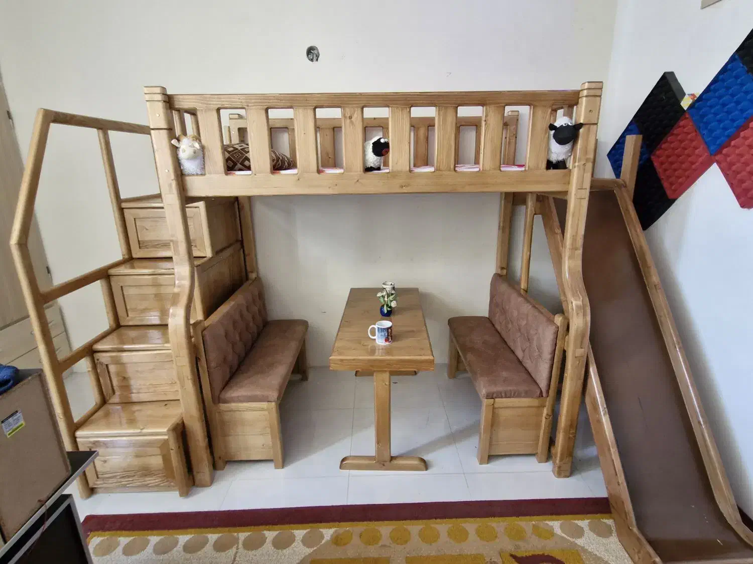 تخت خواب تمام چوب بدون خطو خش نو نو|تخت و سرویس خواب|کاشمر, |دیوار