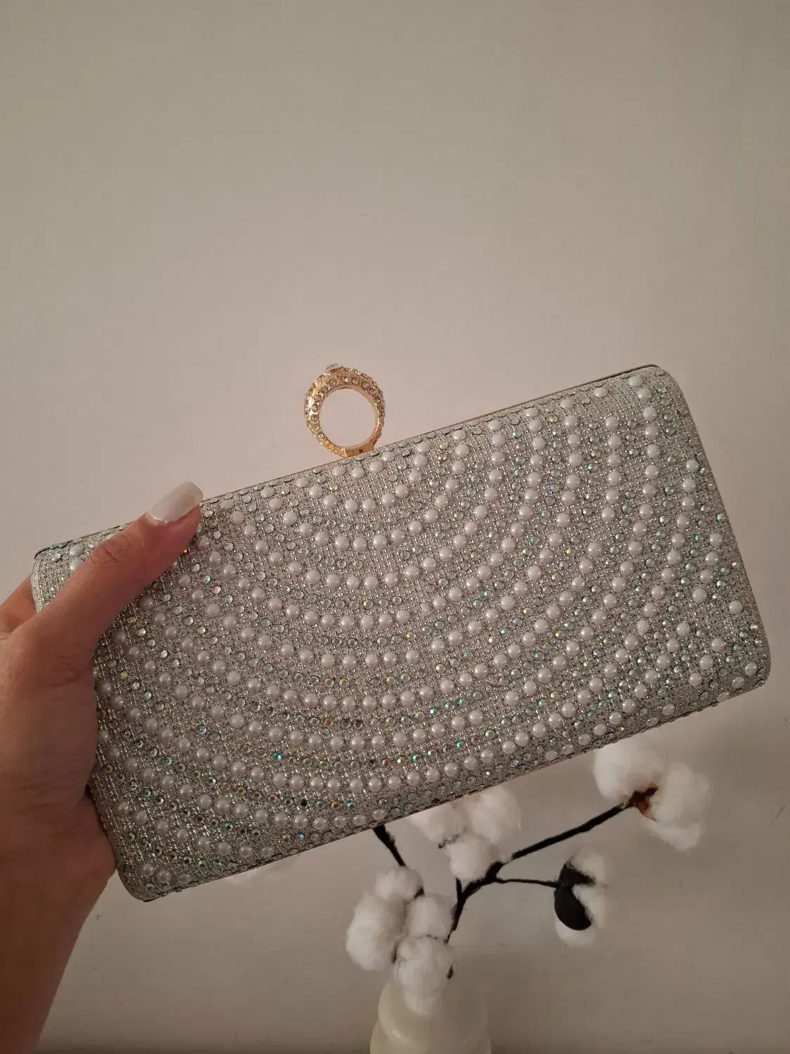 کیف مجلسی نگین مرواریدی پاسپورتی انگشتری|کیف، کفش، کمربند|الوند, |دیوار