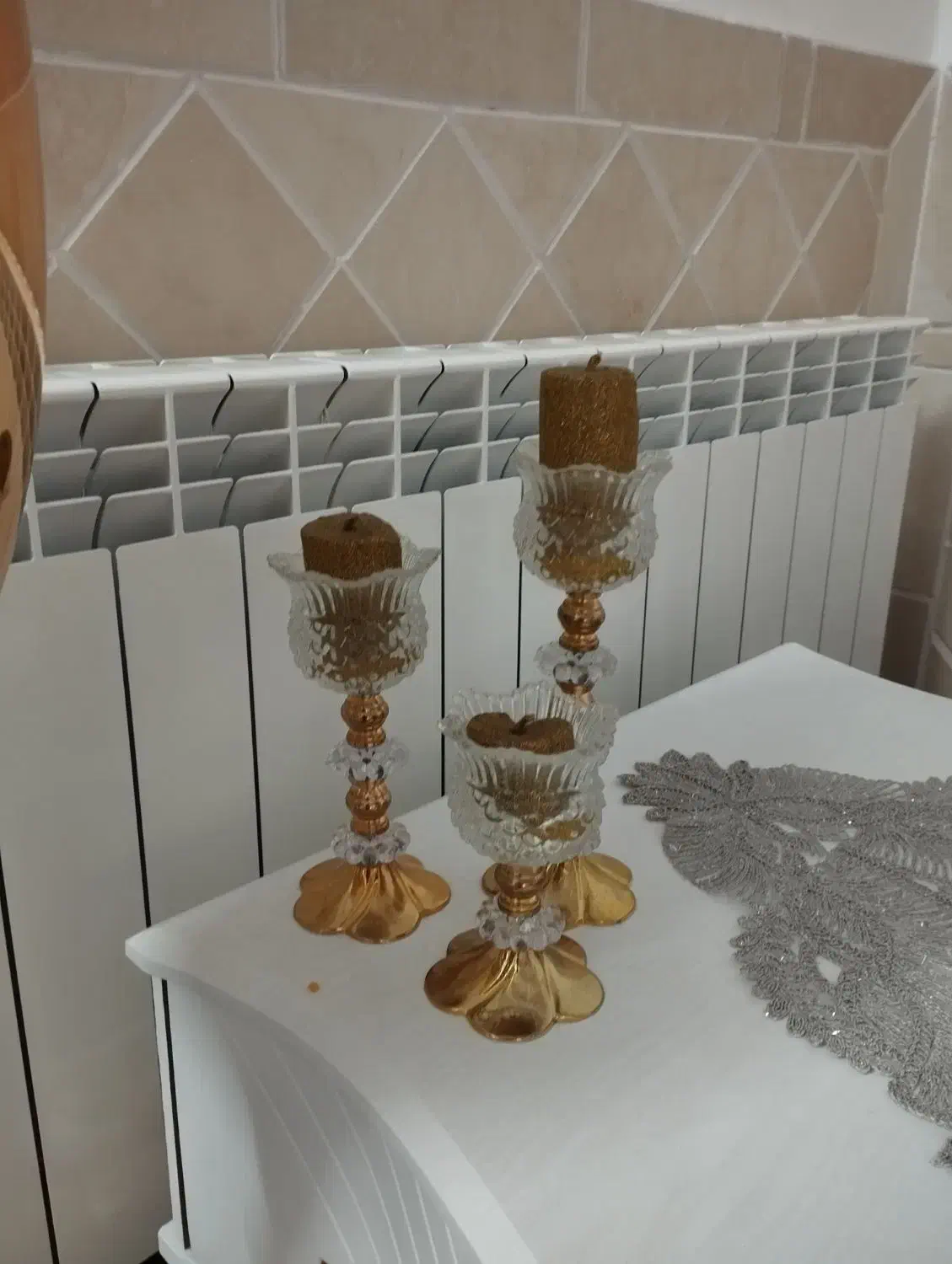 شمعدونی طلایی|صنایع دستی و سایر لوازم تزئینی|جهرم, |دیوار