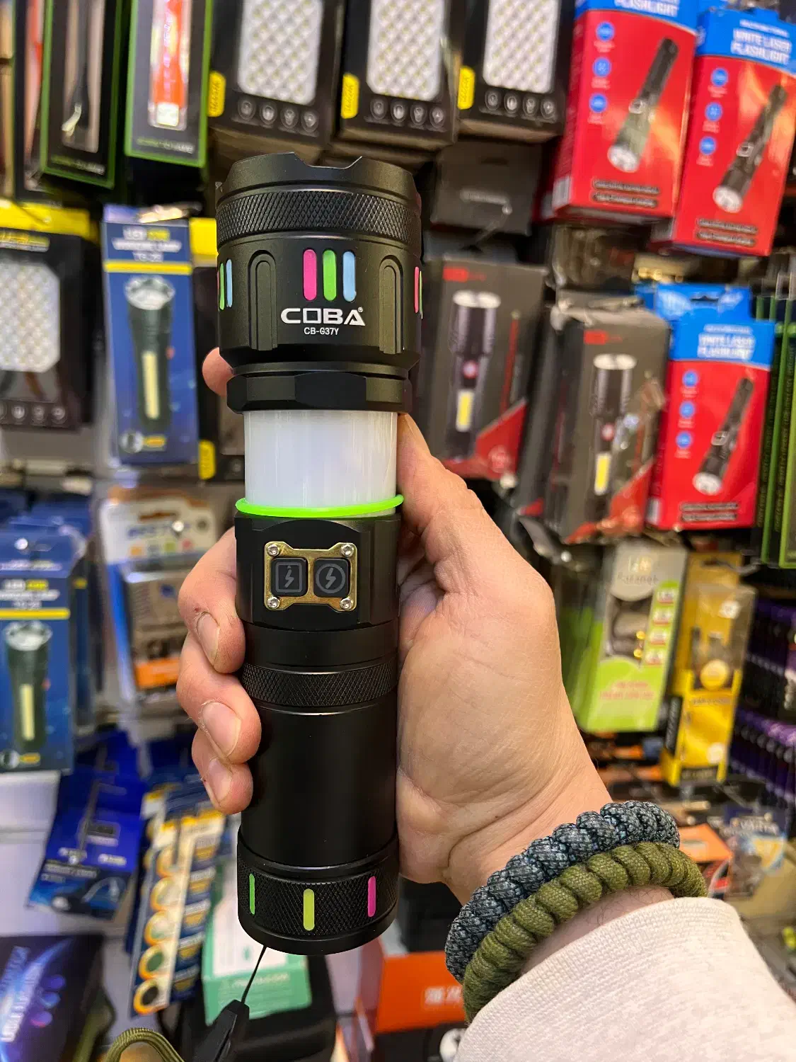 چراغ قوه شارژی فانوسی رنگی دوربرد زومدار coba g37|کوهنوردی و کمپینگ|تهران, لاله زار|دیوار