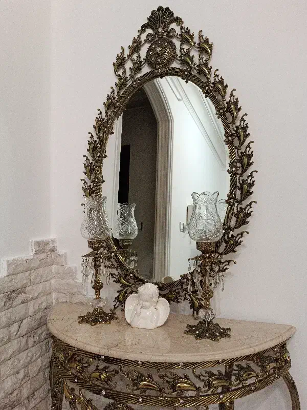 آینه کنسول برنجی|بوفه، ویترین، کنسول|رشت, نیکمرام|دیوار