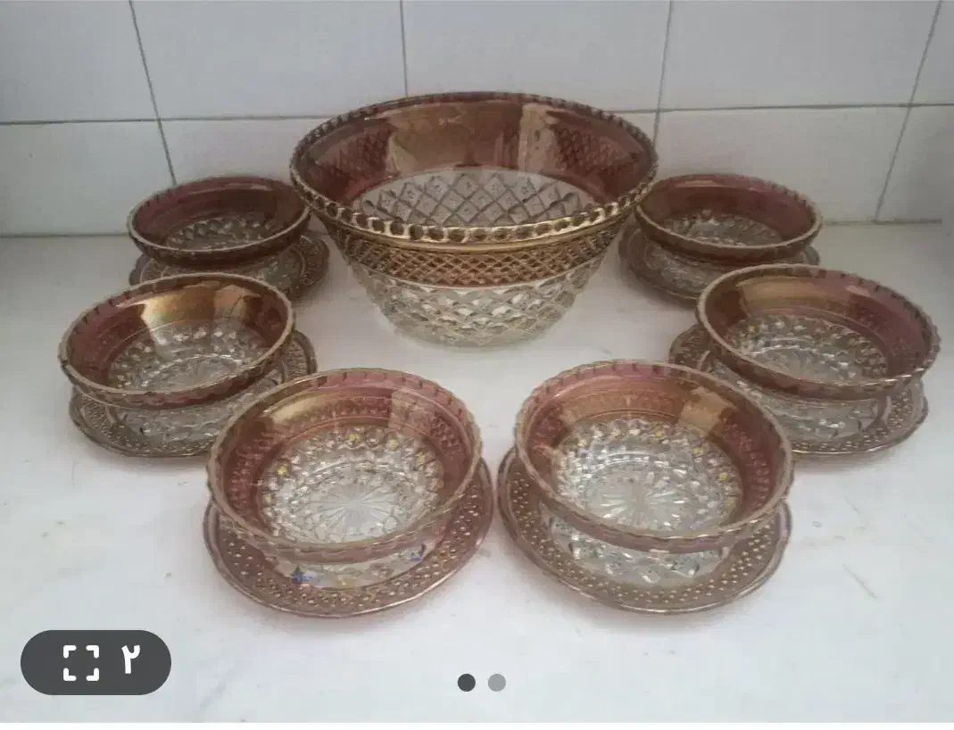 کریستال خارجی آنتیک قدیمی ۵۰سال پیش|ظروف سرو و پذیرایی|کرج, کارخانه قند|دیوار
