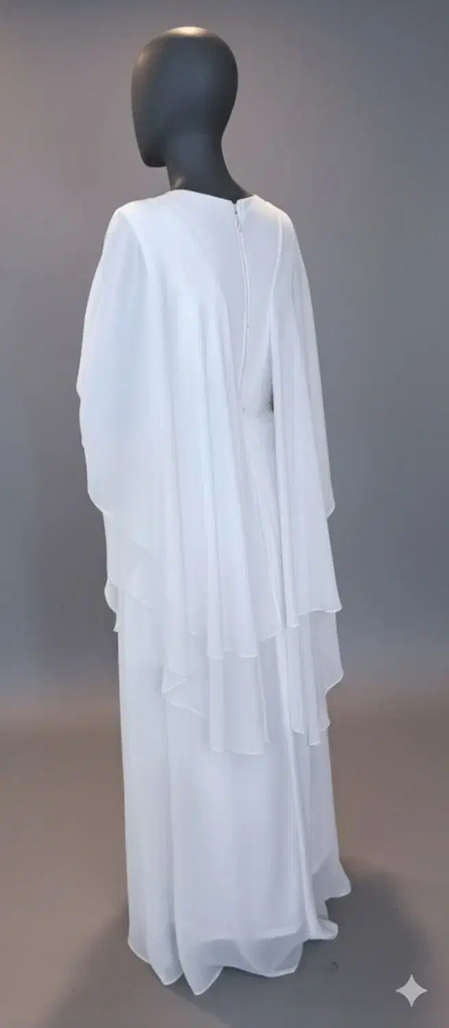 لباس عقد/مجلسی مدل کلوش با رویه شنلی  سفید|لباس|تبریز, |دیوار