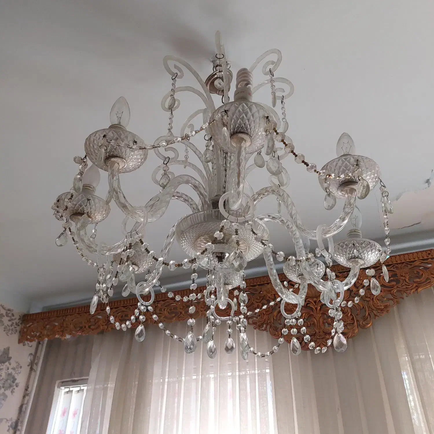 لوستر ۸ شاخه کریستال|لوستر و چراغ آویز|تبریز, |دیوار