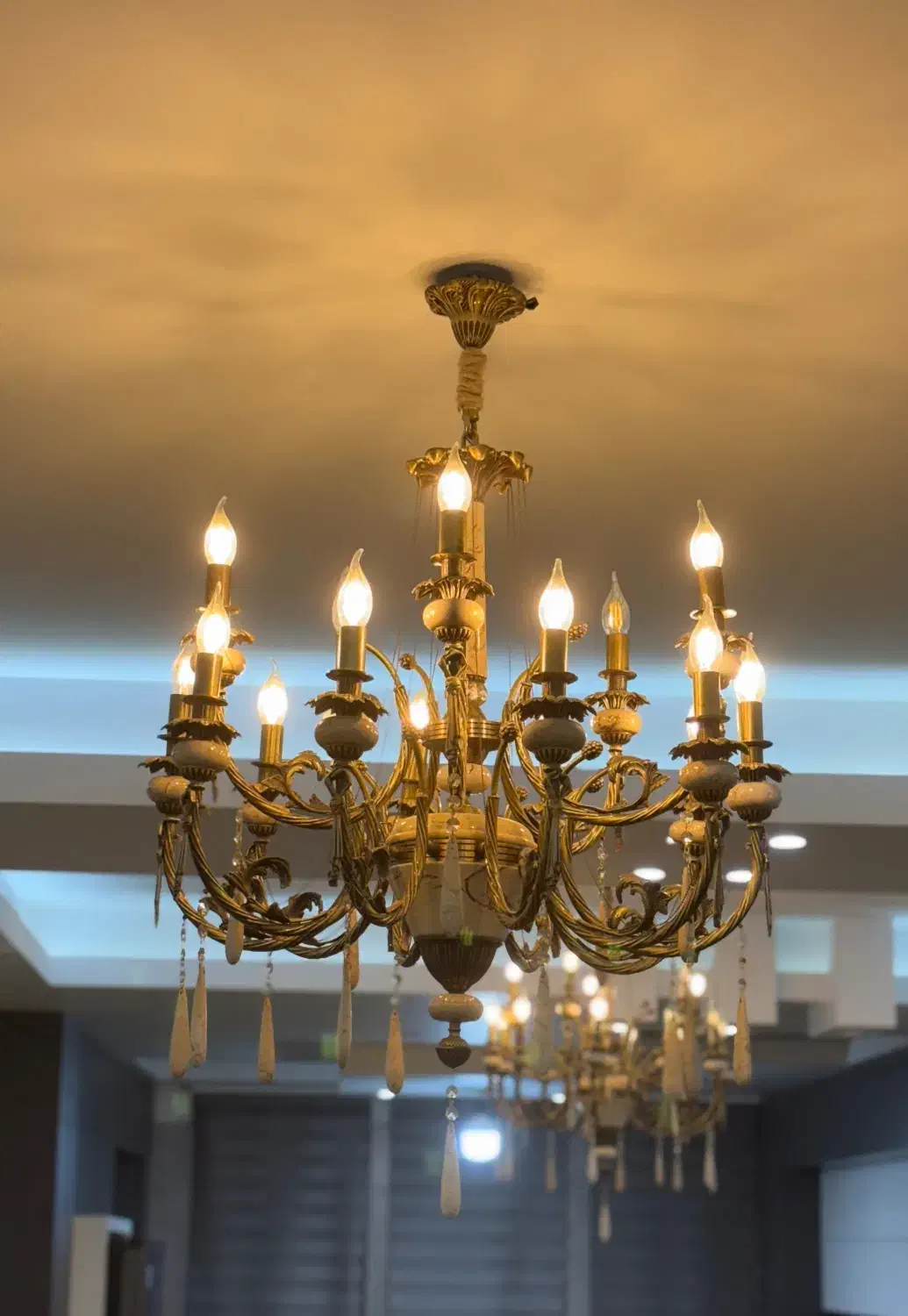 لوستر ۱۵ شاخه تمام برنج دو عدد|لوستر و چراغ آویز|تهران, تهرانپارس غربی|دیوار