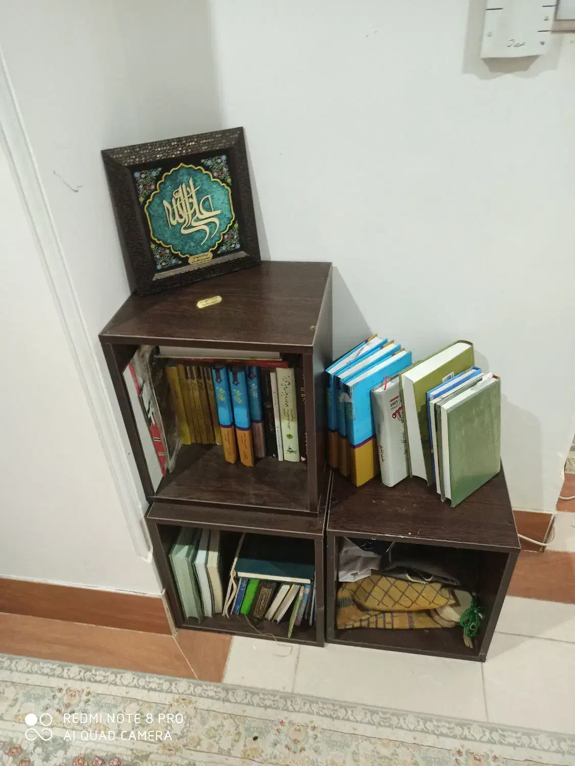 کتابخانه یا باکس چوبی ومیز تلفن|کتابخانه، شلف، قفسه‌های دیواری|قم, بنیاد|دیوار