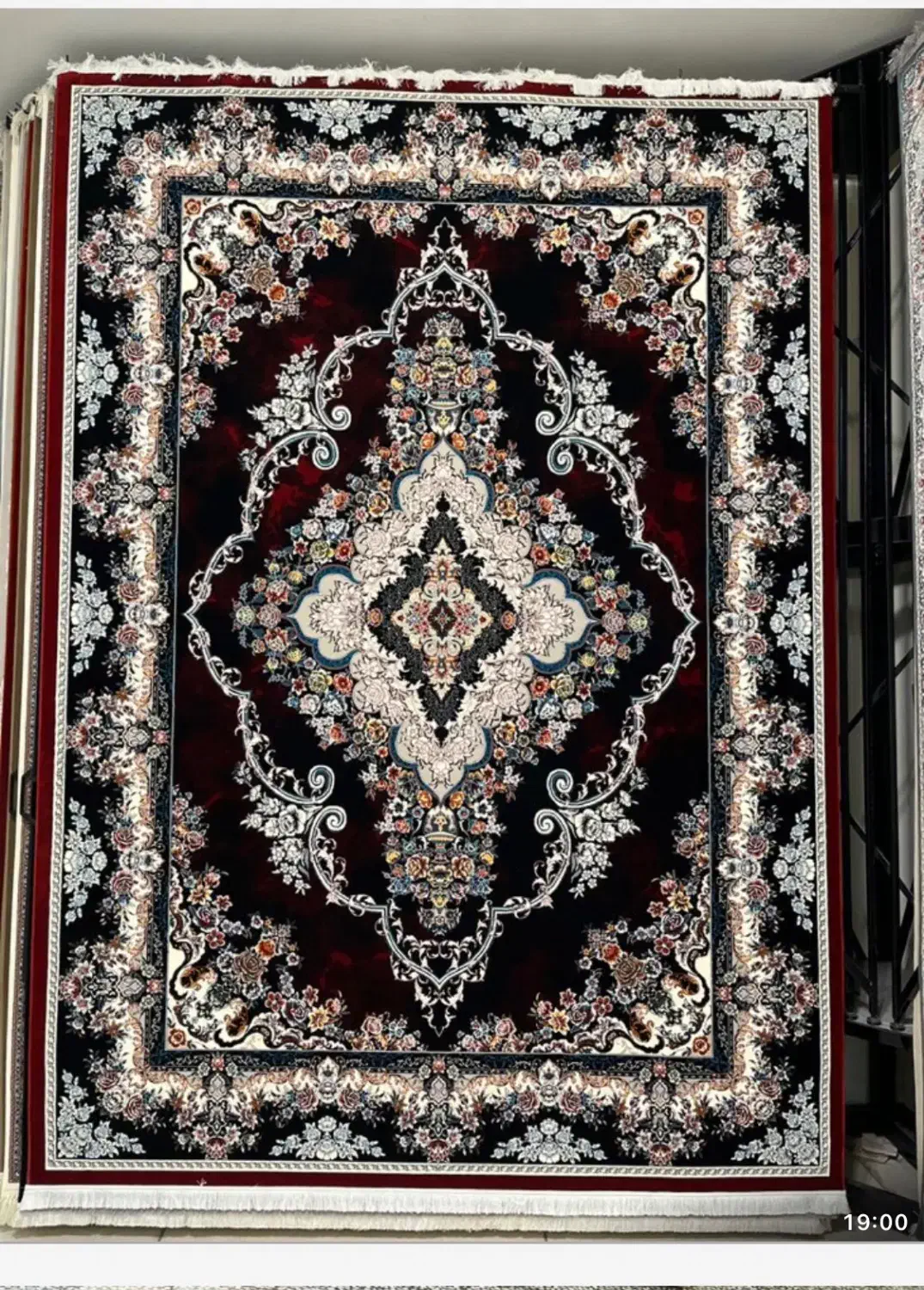 فرش ماشینی تخت فیروزه اطمینان،ساغر  سرمه ای|فرش|تولم شهر, |دیوار