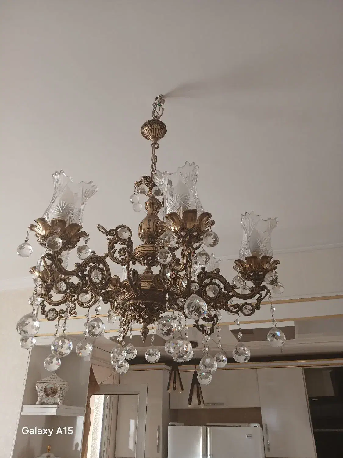 لوستر و دیوار کوب برنز اصل کار اصفهان بسیار سنگین|لوستر و چراغ آویز|زنجان, |دیوار