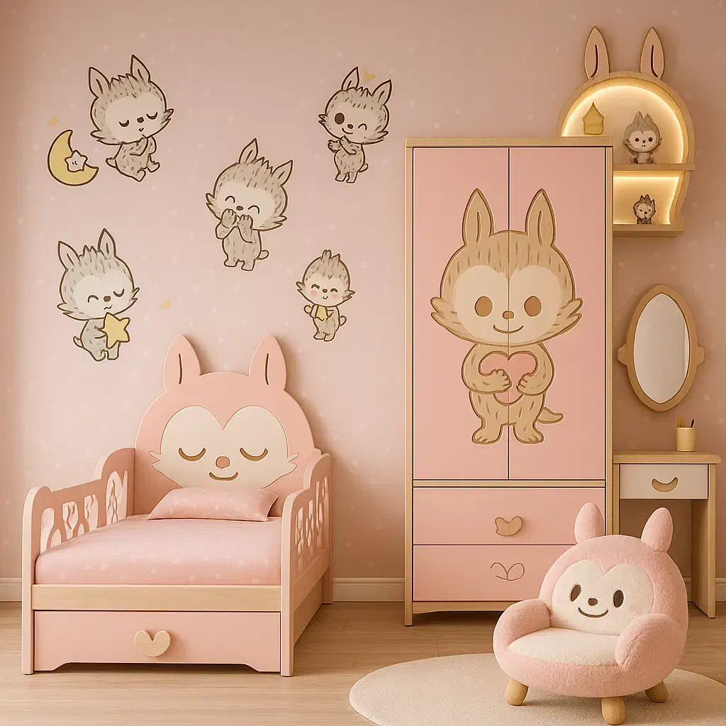 سرویس خواب کودک و نوجوان مدل لبوبو|تخت و سرویس خواب|شیراز, دکتر حسابی|دیوار