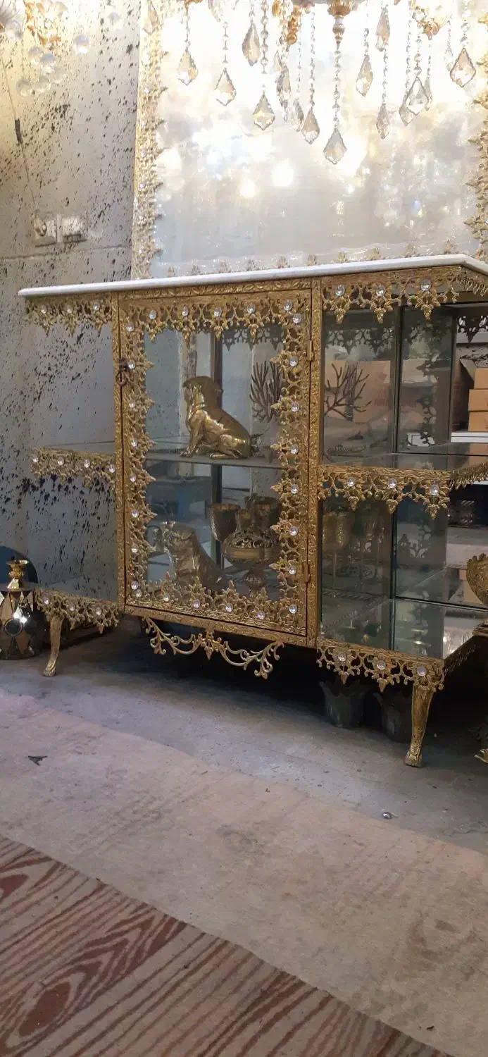 آیینه کنسول برنجی پر کار|بوفه، ویترین، کنسول|فردوسیه, |دیوار