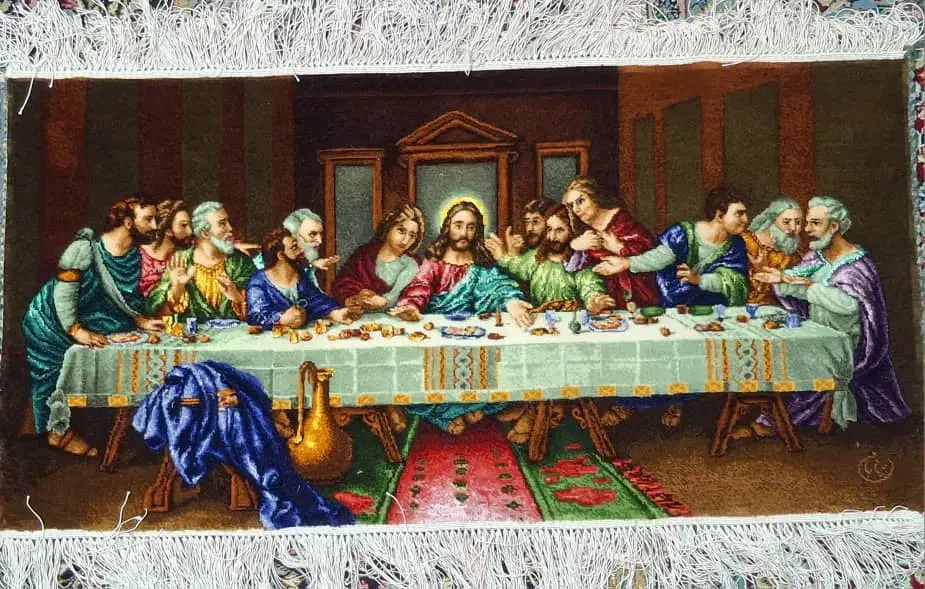 شام آخر دست باف ابریشمی|تابلو فرش|مشهد, موسوی قوچانی|دیوار