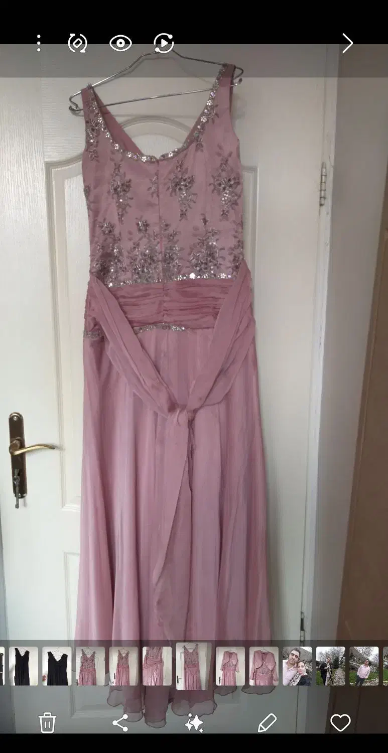 لباس مجلسی صورتی حریر گیپور همراه کت|لباس|ری, شهادت|دیوار