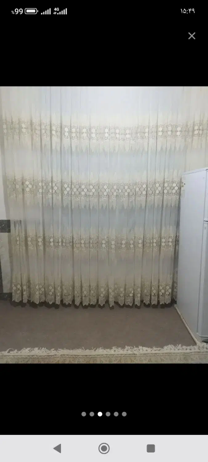 پرده حریر در حد نو همراه با کتیبه و میل پرده|پرده، رانر، رومیزی|خان ببین, |دیوار