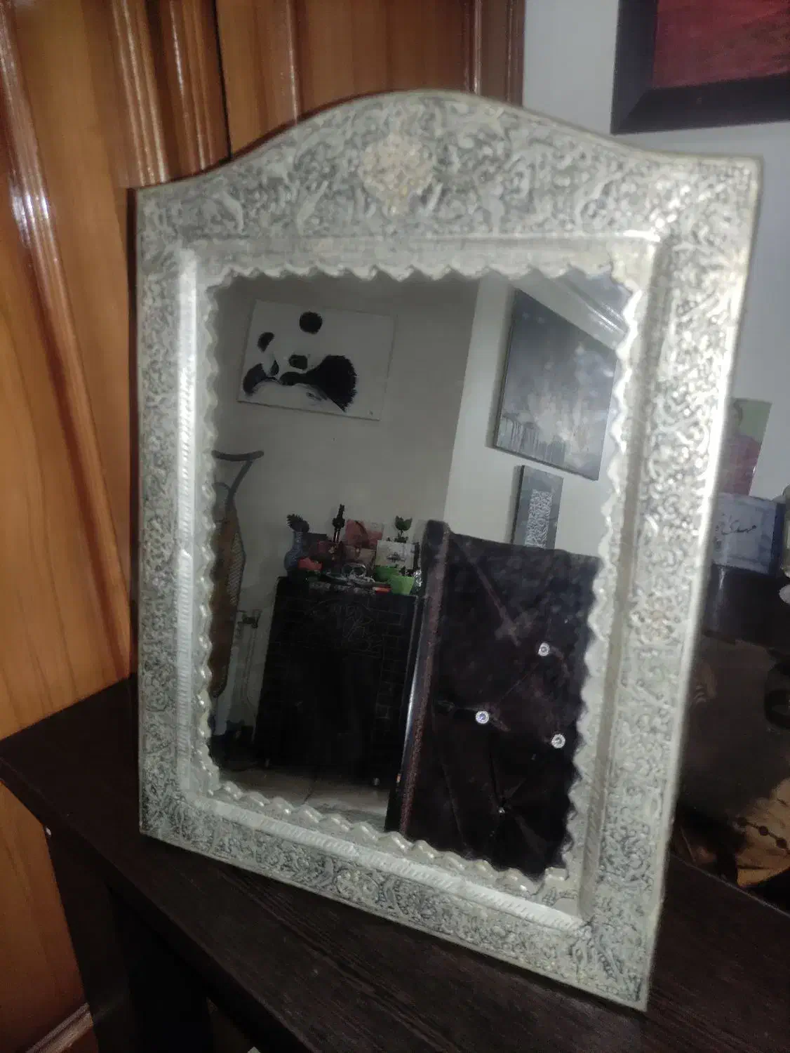 آینه ی قلمکاری شده نقره|آینه|اصفهان, برازنده|دیوار