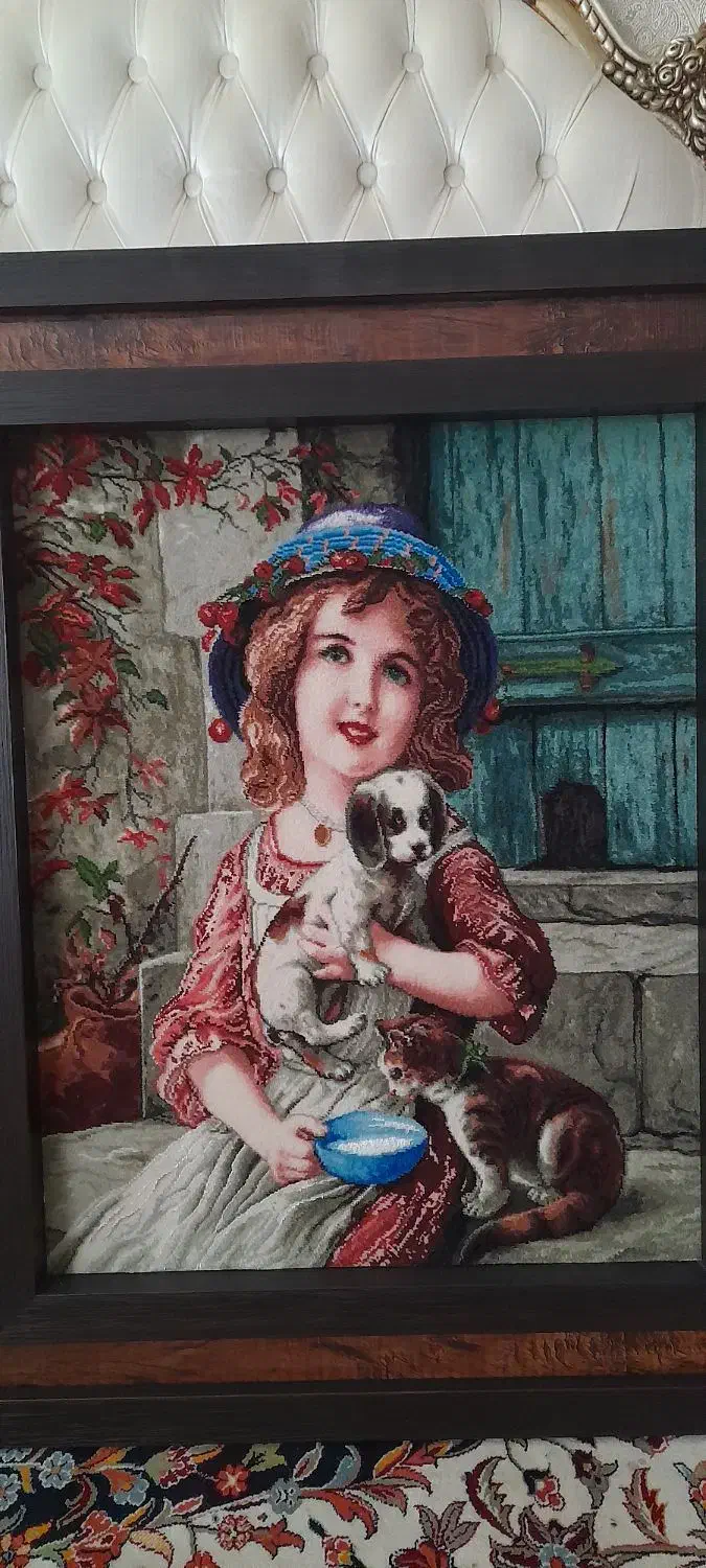 تابلو فرش دستباف مناسب هدیه جهیزیه ابریشم دار|تابلو فرش|همدان, |دیوار