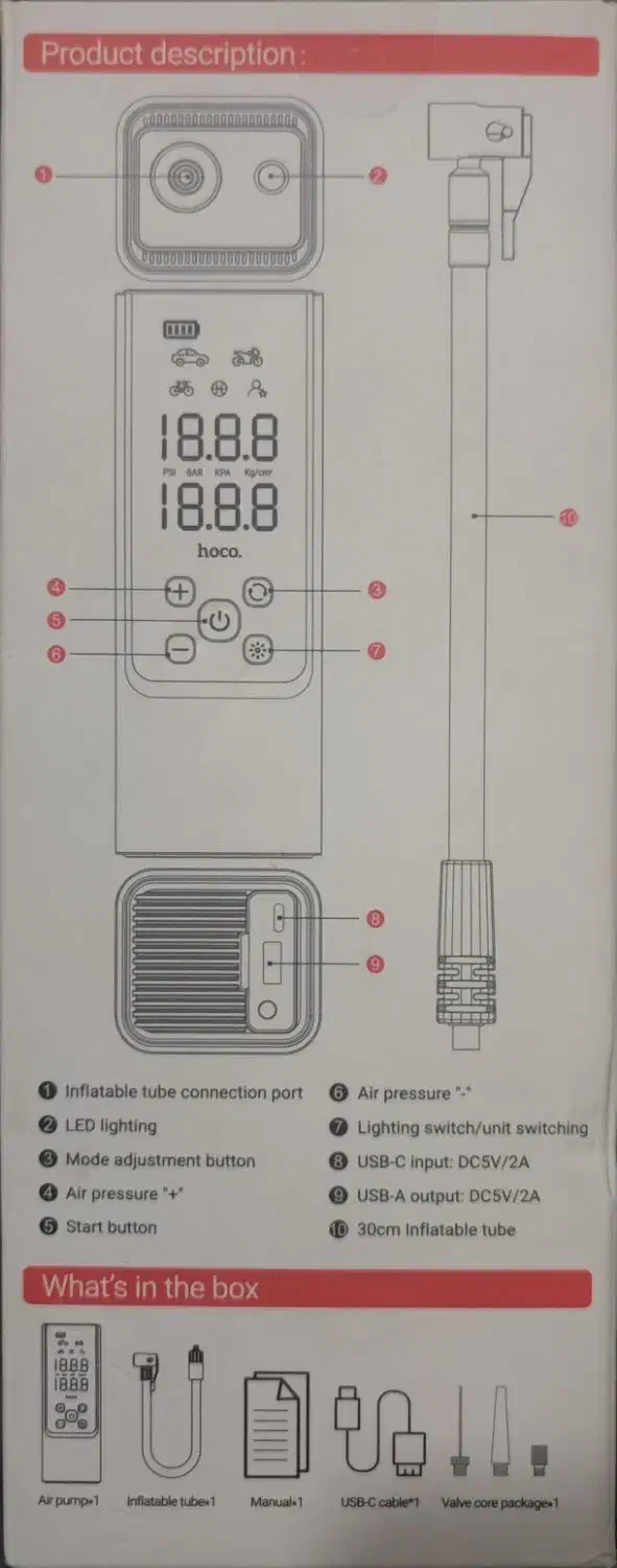 پاور بانک و پمپ باد هوکو مدل ZP7|لوازم جانبی موبایل و تبلت|قم, شاه ابراهیم|دیوار
