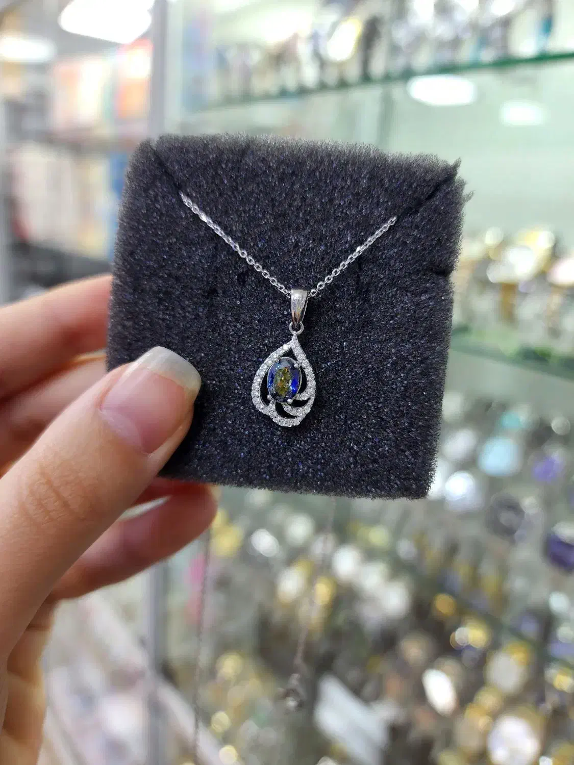 پلاک زنجیر نگین تانزانیت نقره اصل|بدلیجات|کرمانشاه, |دیوار