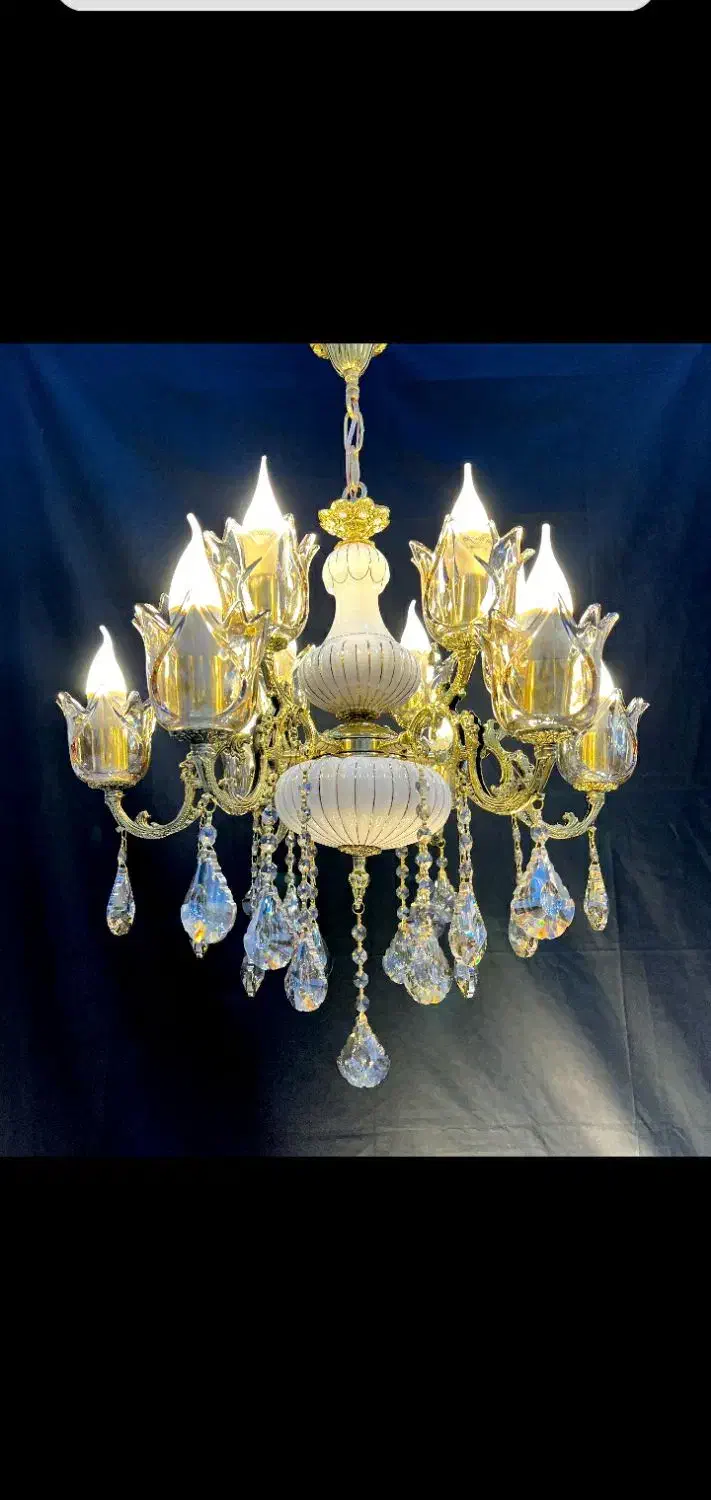 لوستراذر اسکای برنج سرامیکی ۲+۲+۸جای لامپah9889|لوستر و چراغ آویز|تهران, نعمت‌آباد|دیوار