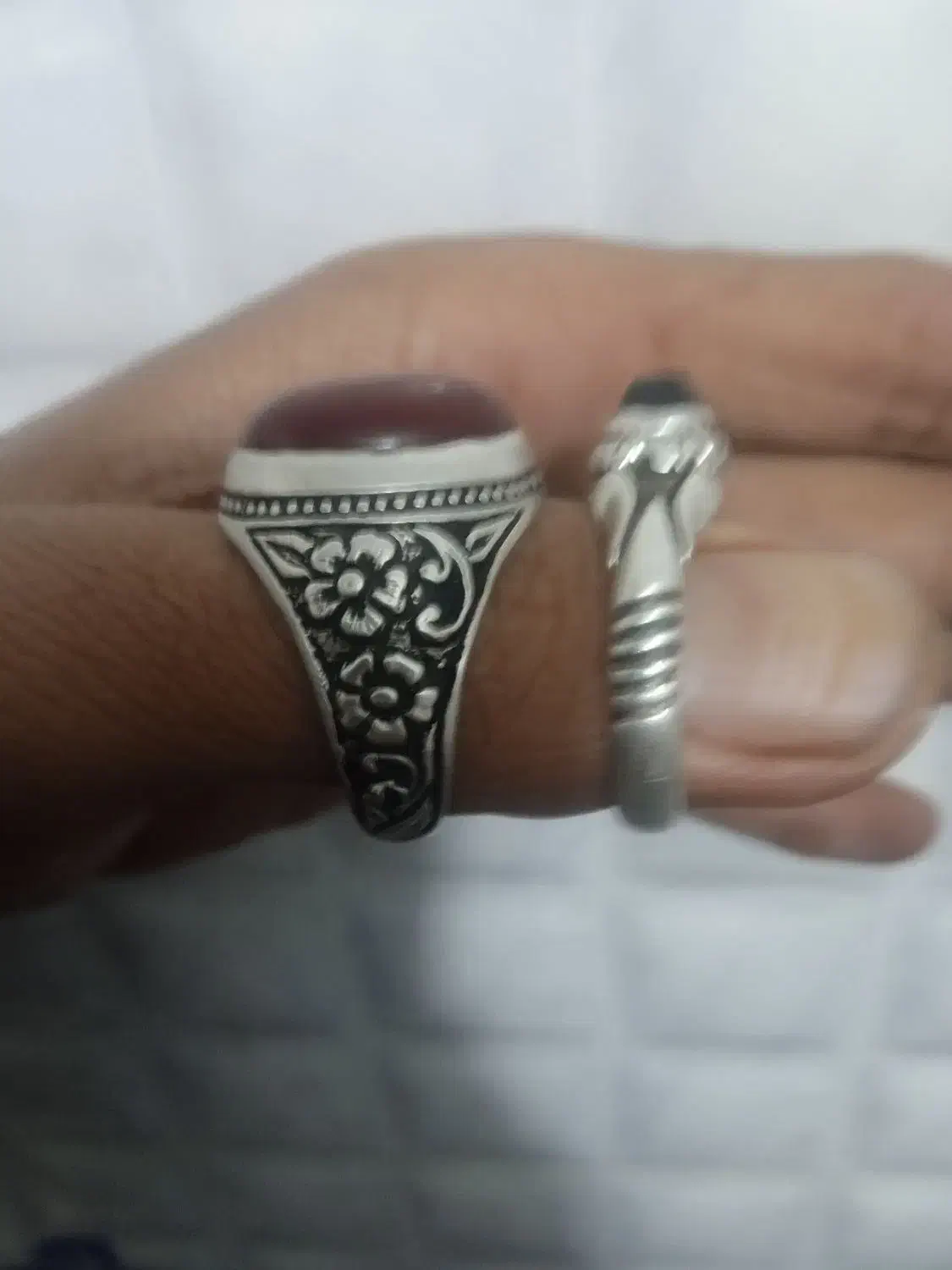 دوعددانگشتر نقره باعیار ۹۲۵|جواهرات|زنجان, |دیوار