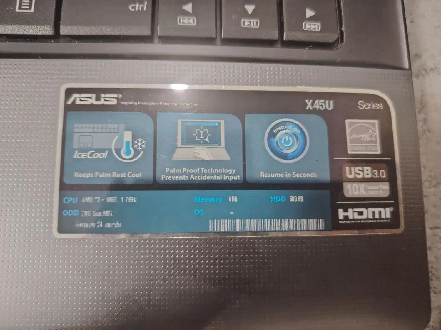 لپ تاپ asus x45u در حد نو|رایانه همراه|تهران, ائمه اطهار|دیوار