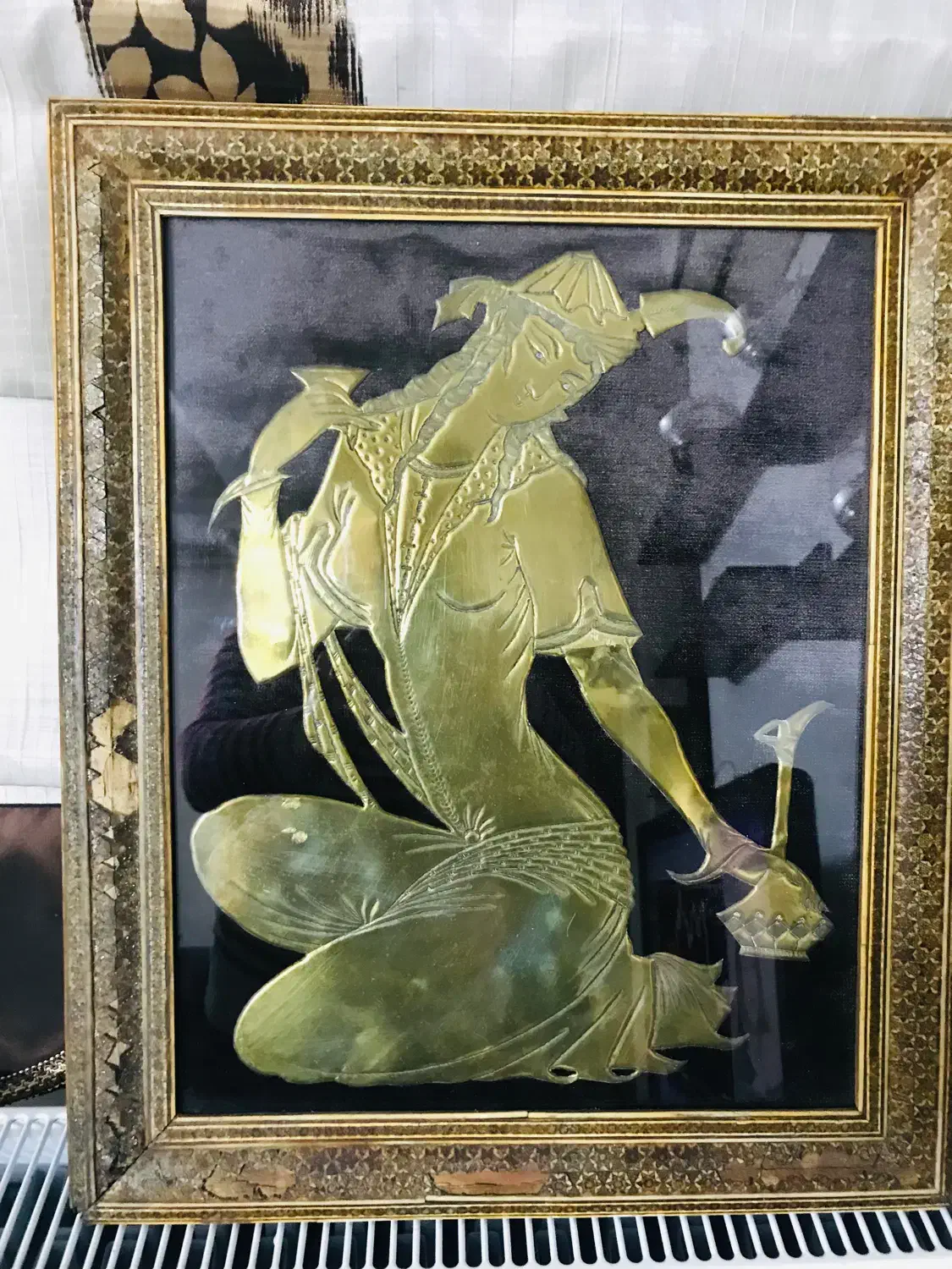 مس کار دست با قاب خاتم بسیار قدیمی|صنایع دستی و سایر لوازم تزئینی|لاهیجان, گلستان|دیوار