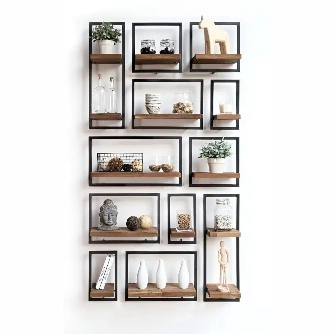 انواع قفسه و استند چوب-فلز|کتابخانه، شلف، قفسه‌های دیواری|دزفول, |دیوار