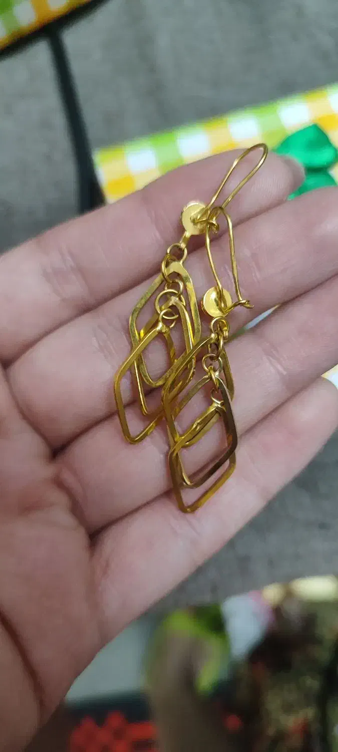 گوشواره طلا لوزی+انگشتر رینگ آینه ای|جواهرات|اهواز, نادری|دیوار